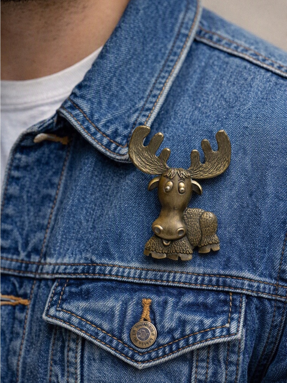 Vintage Bronze Moose Lapel Pin JJ Jonette Jewelry 1970’s